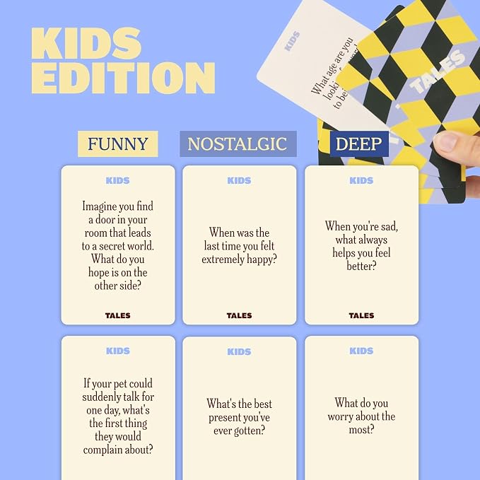 TALES 150 Conversation Cards, Kids Edition, Road Trip Game, Family Bonding