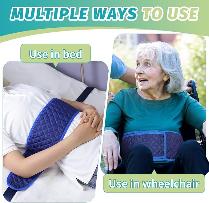 Restraints for Bed Restraint Strap for Headboard Adults, Adjustable Wheelchair Seatbelt, Anti-Fall Waist Belt, Elderly Fall Prevention Devices, Hospital Restraints Bed Straps to Secure Safety