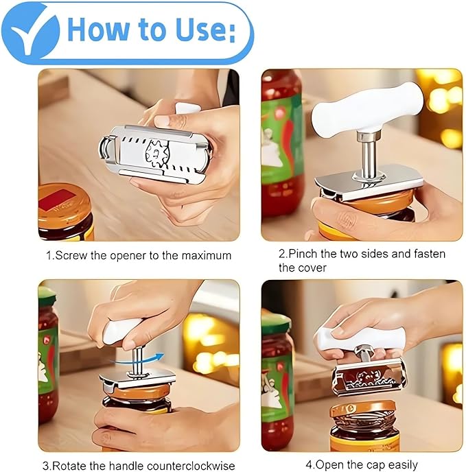 2024 New Effortless Arthritis Jar Opener - Jar Opener Bottle Opener for Weak Hands, Adjustable Grip Jar Openers for Seniors, Stainless Steel Easy Open Lid Opener - Simple But Powerful (Green)