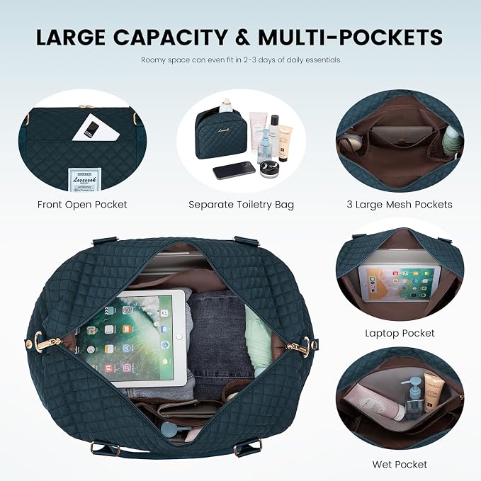 LOVEVOOK Travel Duffle Bag,Weekender Bags for Women with Shoe Compartment，Carry on Overnight Bag with Toiletry Bag,Gym Duffel Bag with Wet Pocket, Hospital Bags for Labor and Delivery