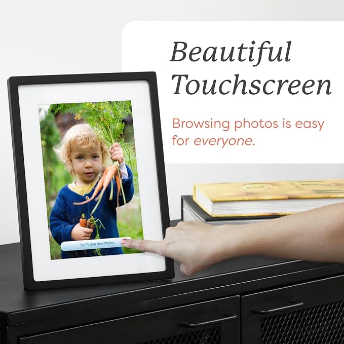Skylight Digital Picture Frame: 15 Inch WiFi Enabled with Load from Phone Capability, Touch Screen Digital Photo Frame Display - Customizable Gift for Friends and Family - Black