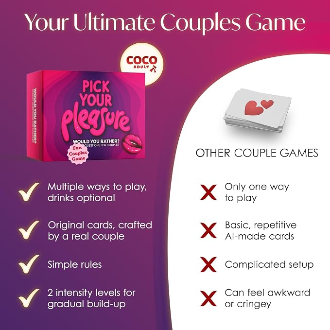 Playful Would You Rather Card Game for Couples - 200 Spicy Conversation Cards & Date Night Dares | Fun Gaming Cards for Two | Relationship Card Game for Deeper Connection