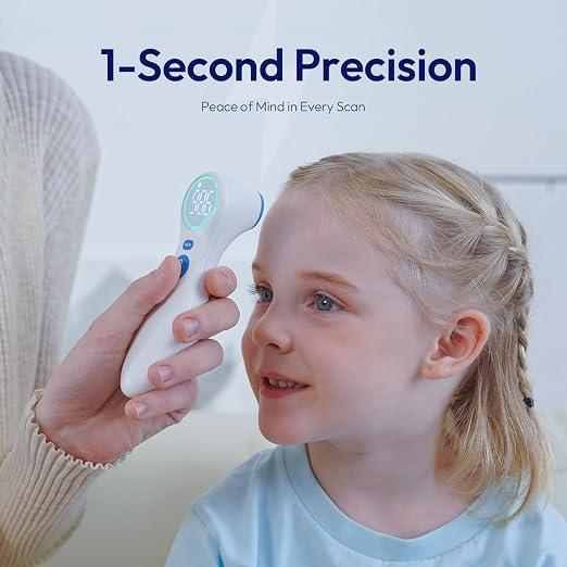 Viproud No-Touch Thermometer for Kids and Adults, 1-Second Reading | Forehead & Object Mode, Fever Indicator, Large Clear LED, Silent Mode, Home Medical, Nurse Accessories, Lifetime Support