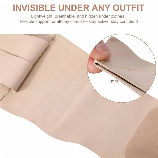 RANDY SUN Lower Back Brace for Female Workers - Breathable & Lightweight Posture Corrector, Adjustable andInvisible for Daily Wear Pain-Free All Day Wear, Beige,M-L