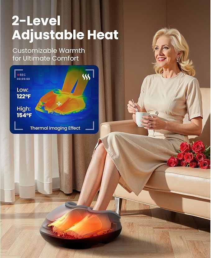 BOB AND BRAD Shiatsu Foot Massager with Heat and Remote, FSA Deep Kneading Electric Feet Massager Machine for Plantar Fasciitis, Fits US Size 12, HSA Eligible