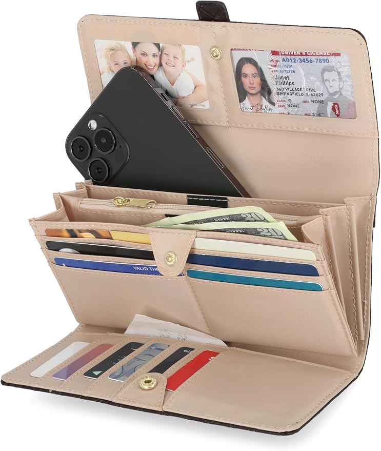 Mundi File Master Womens RFID Blocking Wallet Clutch Organizer With Change Pocket