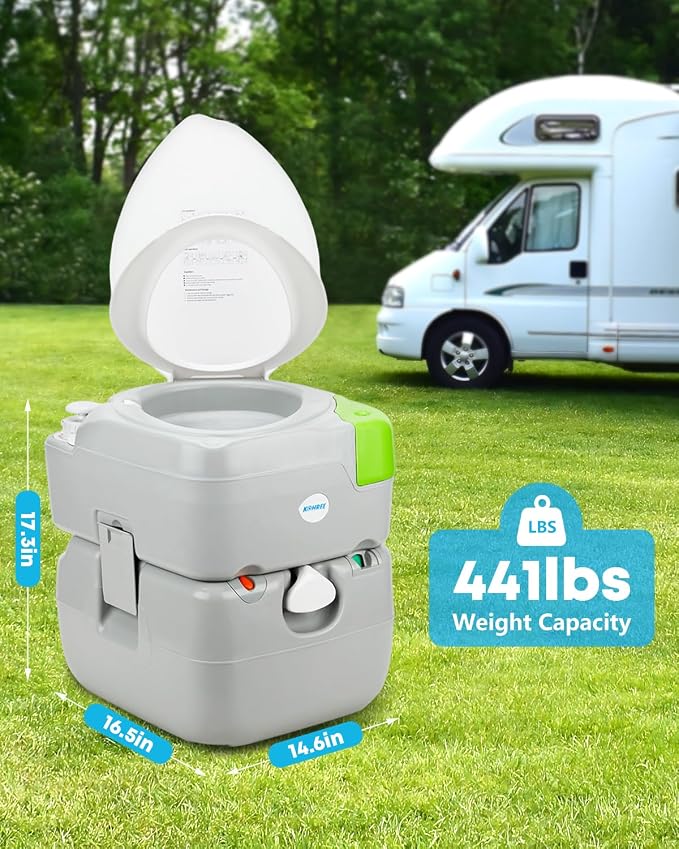 Kohree 5.8 Gal Camping Toilet for Adults with Diagonal Elongated Bowl Seat | Portable Cassette Toilet Leak-Proof with Large Waste Tank, Level Indicator, RV Travel Porta Potty for Boat Trip Home Use