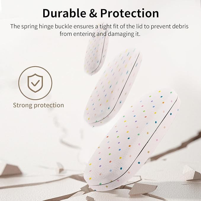 Glasses Case Hard Shell, Cute Sunglasses Case for Women Leather Protective Case for Eyeglass with Cleaning Cloth