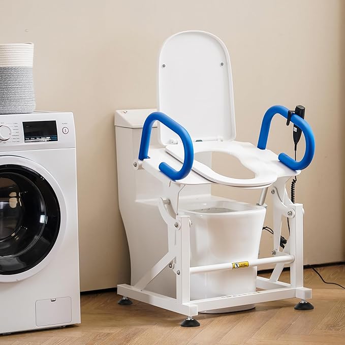 MCombo Electric Toilet Seat Lift with Padded Arms for Elderly and Disabled, Power Toilet Incline Lift in Bathroom, Support to 320lbs, SEC212W