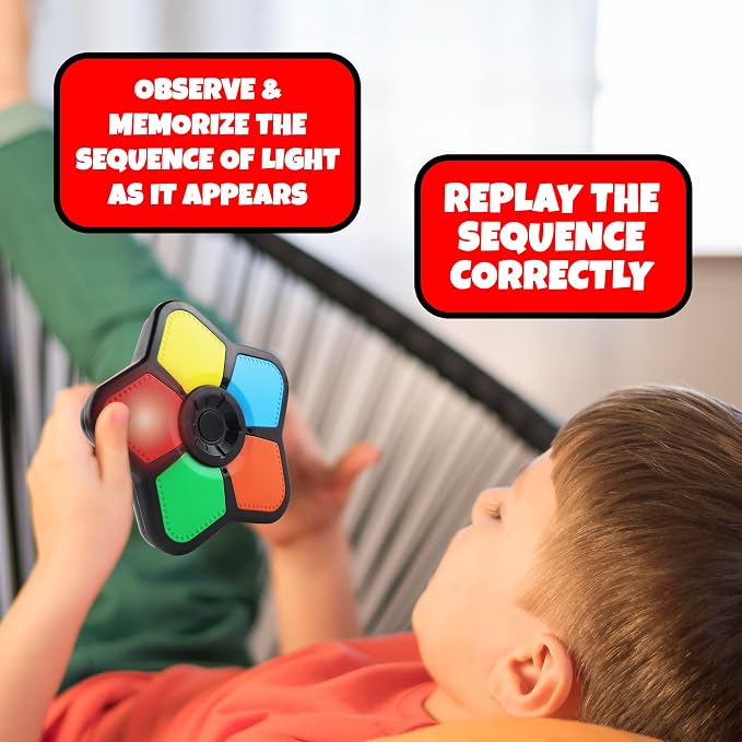 Gamie Classic Mini Electronic Memory Game, Handheld Brain Games for Kids and Adults, Travel Toy, Ages 4-12, 1 Piece