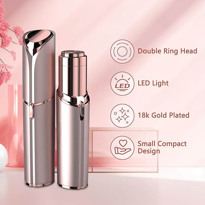 Facial Hair Remover for Women - as Seen on TV Painless Face Shaver - Electric Hair Removal Device for Face Lips Peach Fuzz with Light (Blue)