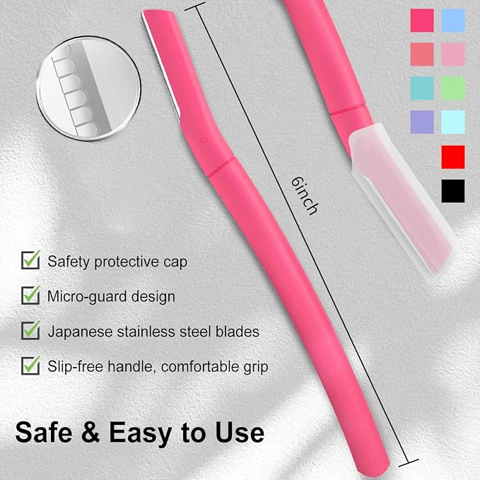Dermaplane Razor for Women, Facial Razor, Peach Fuzz Remover, 10ct Coral | Disposable Dermaplaning Tool for Facial Hair Removal & Exfoliation, Microblade Design, Easy Replacement for Home & Travel