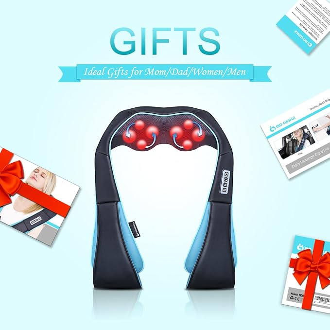 Mo Cuishle Shiatsu Neck Massager for Pain Relief – Deep Kneading Back Shoulder Massage with Heat – Ideal for Valentine’s Day, Christmas, Mother's Day, Father's Day, Gifts for Men Women Mom Dad Her Him