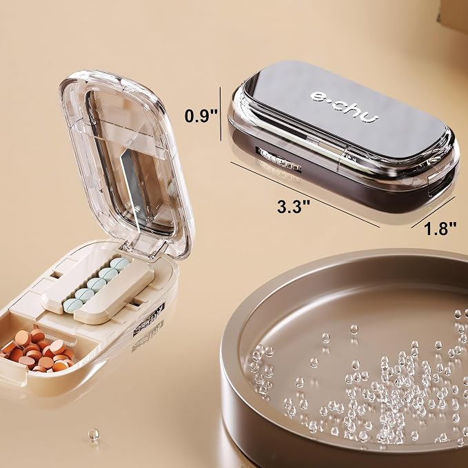 DUBSTAR Pill Cutter Splitter for Cutting Multiple Pills, Pill Cutter Splitter for Small and Tiny Pills (Clear Beige)