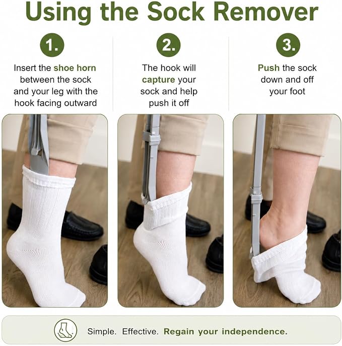 Easy Sock Otter 3-in-1 Dressing Aid, 34 Inch Shoe Horn and Sock Remover