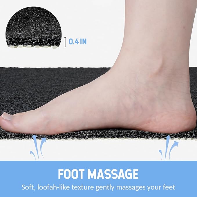 Non-Slip Bathtub Mat, Anti Slip Shower Mat, Fast Drying Bathtub Mats, Foot Scrubber Mat, Anti Slip Mat for Tub, Floor, Bathroom, Kitchen, Home, Hotel (Black 40"×28")