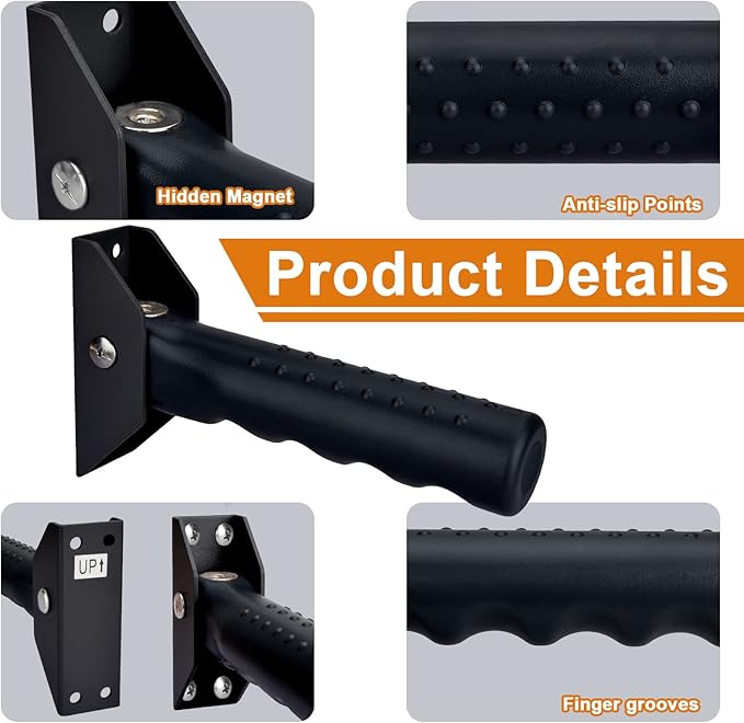 Flip up Grab Bars for Elderly for Wall, 6 inch Folding Doorway Assist Handle, Handicap Grab Bars for Doorframe, Stairs Steps, Mobility Aids for Elderly, Seniors and Alzheimer (Black)