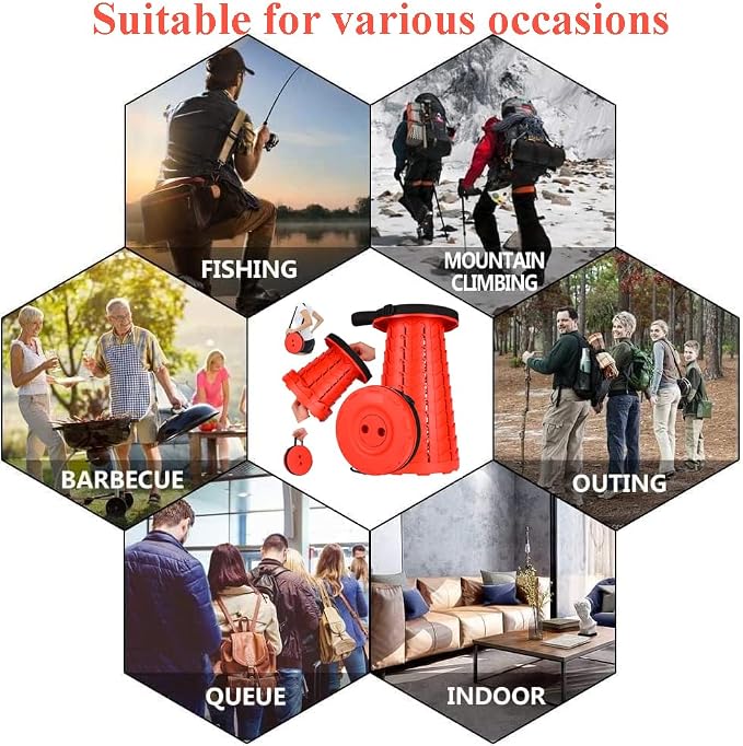 Fishboy Upgraded Collapsible Stool, 400lbs Max Weight, Lightweight But Sturdy, Portable Retractable Folding Telescoping Foldable Camping Stool for Adults Outdoor Fishing Hiking BBQ