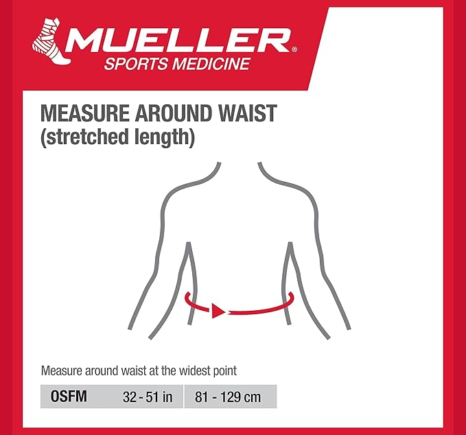 Mueller Sports Medicine Adjustable Back & Abdominal Support, Belt, Back Pain Relief Support for Men and Women, Ideal for Lower Back Pain, Weakness, Fatigue, Black, One Size