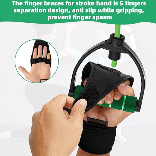 Stroke Hand Rehabilitation Glove, Finger Splint for Anti-Spasticity Training to Aid Hemiplegia and Grip Weakness in Elderly Patients (Black)