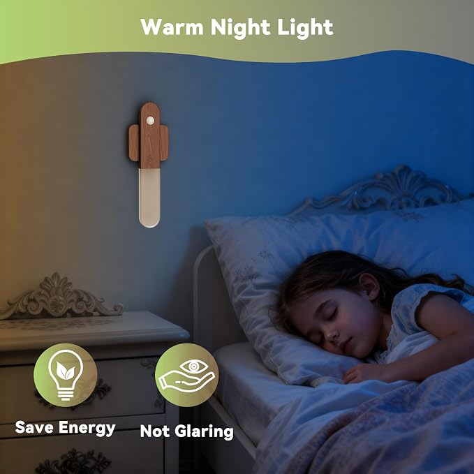 Battery Operated Motion Sensor Wall Sconces Set of 3, Motion Sensor Wall Light Wireless, Magnet Rechargeable LED Lights, Stairs Lights, Decor for Bedroom, Hallway, Living Room, Closet (Walnut Wood)