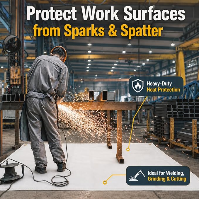 FLASLD Heavy Duty Welding Blanket Fiberglass Fire Blanket Protect Work Area from Sparks, Insulated Blanket for Smoker&Grill Accessories (40 x 40 inches)