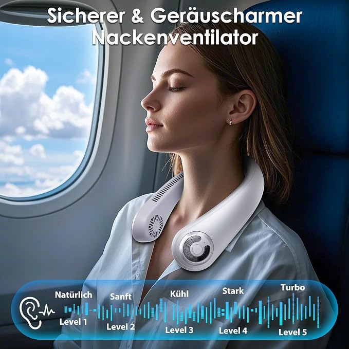 Portable Lightweight Neck Fan with Neck Support, Birthday Gifts for Men Women Dad Mom, Rechargeable Personal Wearable Cooling Neck Fans for Hot Flashes, Disneyland, Travel, Camping Essentials