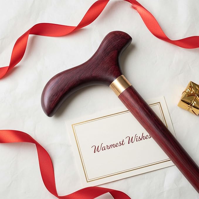 Solid Wood Walking Cane – Handcrafted Wooden Walking Stick with Ergonomic Handle, Durable & Elegant, Gift Set for Men & Women