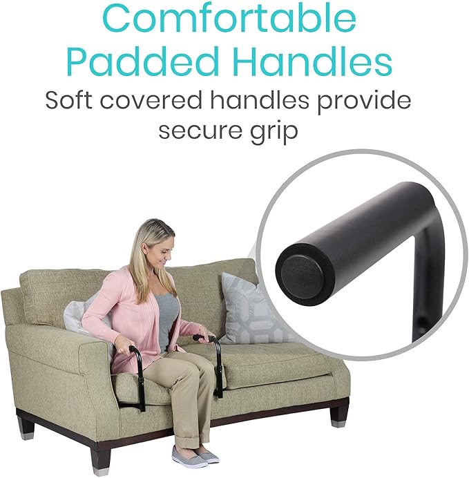 Vive Stand Assist - Mobility Standing Aid Rail for Couch, Chair - Assistance Handle for Patients, Elderly, Seniors and Disabled - Safety Grab Bar for Sitting, Sofa, Home - Adjustable, Portable Device