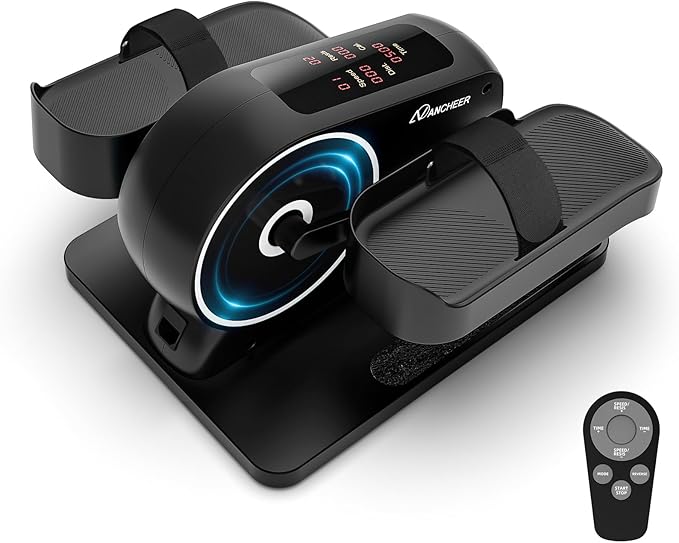 ANCHEER Under Desk Elliptical Machine, 2-in-1 Mini Exercise Bike, Digital Display, 9 Resistance Levels, 12 Speed Levels, Active and Auto Modes, Silent Operation