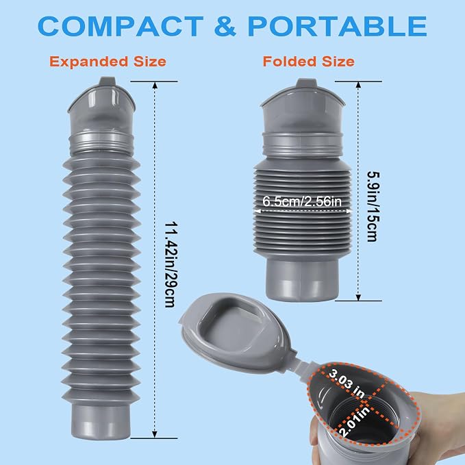 Pee Bottles for Men,Portable Urinal for Men,Collapsible Urine Bottle 750ML | Car Urinals for Men and Women,Emergency Urinal Bottle Shrinkable Pocket Toilet for Travel,Camping,Traffic Jam,Road Trips