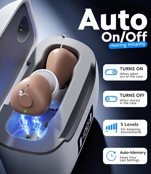 Hearing Aids for Seniors With Auto UV Cleaning FSA-HSA Eligible | Rechargeable OTC Hearing Aid Advanced Noise Cancellation, Nearly Invisible Design for Adults & Seniors