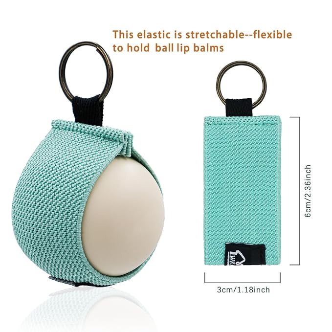 WK IEASON Lip Balm Holder Sleeve with Keychain Lipstick Sleeve Holder Tight-knit Elastic Holder for Ball Lip Balm Lipstick Holder Keychain (Dark blue/Green/Brown)