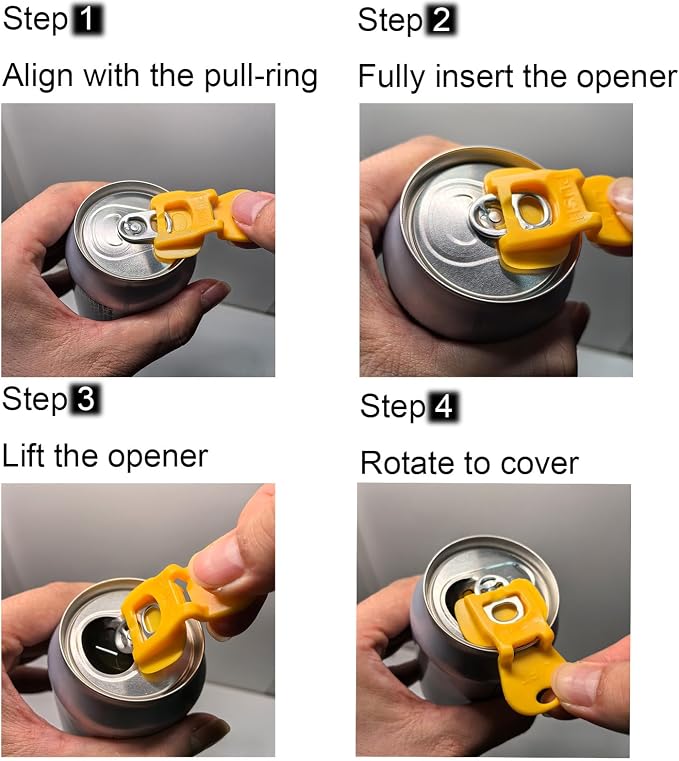Soda Can Opener Set, 10PCS Easy Tab Opener and Drink Protector with Reusable Complete-Cover Plastic Can Toppers, Fits Coke, Beer & Aluminum Beverage Cans, 5 Colors Lids for Party, BBQ, Camping