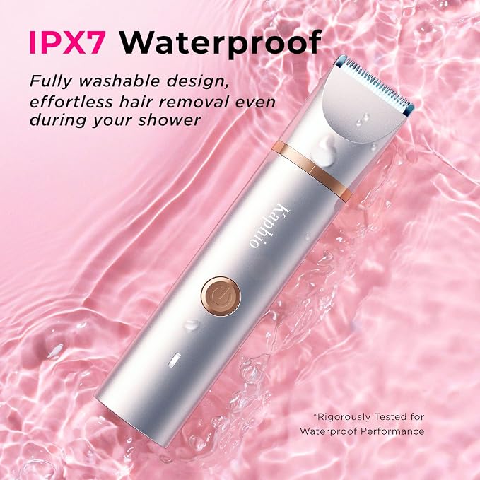Bikini Trimmer for Women Pubic Hair: 2 in 1 Electric Razors for Women - IPX7 Waterproof Lady Shaver for Travel & Home Use (Gold)
