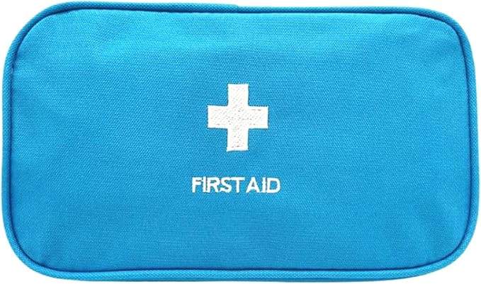Jipemtra Red First Aid Bag Empty Travel Rescue Pouch First Responder Storage Medicine Emergency Bag for Car Home Office Kitchen Sport Outdoors (Blue with Handle)