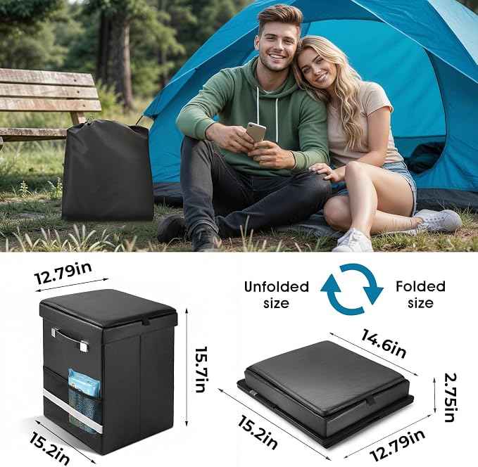 2026 Upgraded XL Portable Toilet for Adults, Large Camping Toilet with Lid and Carry Bag, Tall portable potty for Camping, Hiking, Beach, Car Travel, Truck, RV, Road Trips