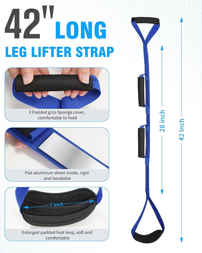 Kekoy 8 in 1 Hip Kit, Seniors Total Hip Replacement After Surgery with 36" Grabber Reacher Tool, Sock Aid Device, Leg Lifter, Long Handle Shoe Horn, Bath Sponge, Telescoping Back Scratcher(Blue) | Hip Replacement Kit with 36" Grabber, Sock Aid Device, ...