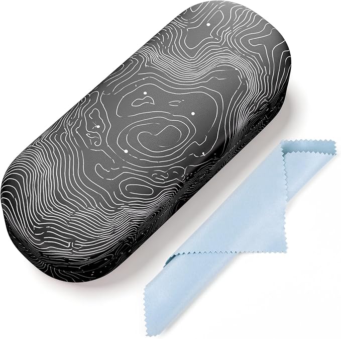 Hard Shell Leather Sunglasses Case,Classic Fashionable Cute Large Glasses Case for Women Men,Sunglass Eyeglasses