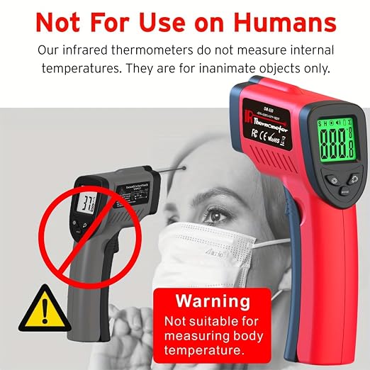 Digital Infrared Thermometer Gun -58℉ to 1022℉ (-50℃ to 550℃), Adjustable Emissivity, Laser Temperature Gun for Cooking, BBQ, Oven, Engine, and Industrial Use (Not for Human Body)