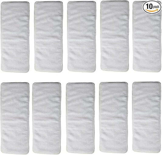10 Inserts for Teen Adult Cloth Diaper Nappy Microfiber Reusable Washable Disability Incontinence 7.8inx19.2in/20cmx49cm
