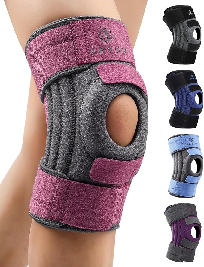 ABYON Knee Brace for Women & Men Meniscus Tear, ACL, Arthritis, Knee Support with Triple Side Stabilizers and Adjustable 360° Wraparound Strap for Maximum Knee Pain Support and Fast Recovery (PaleVioletRed, XXL)
