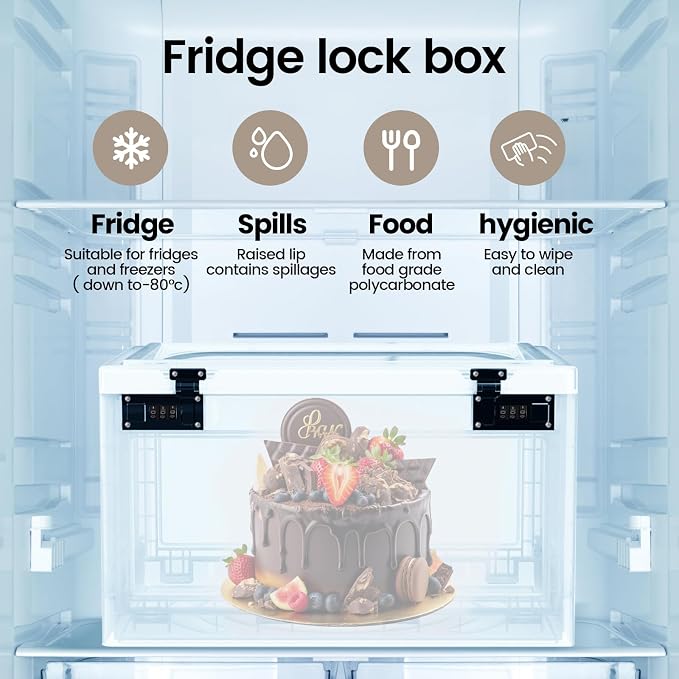 Large Medicine Lock Box for Safe Medication, 24 Litre Locked Medicine Box with Combination Code, Hygienic Lockable Storage Box for Snacks/Food/Electronic/Fridge/Personal Items Stackable Clear