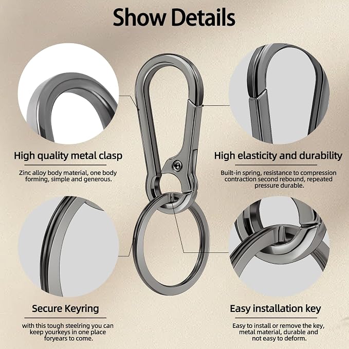 2 Pcs Metal Keyring Chain Ring Holder Keys Organizer for Home Car Keys, Key Finder, Car Keychain