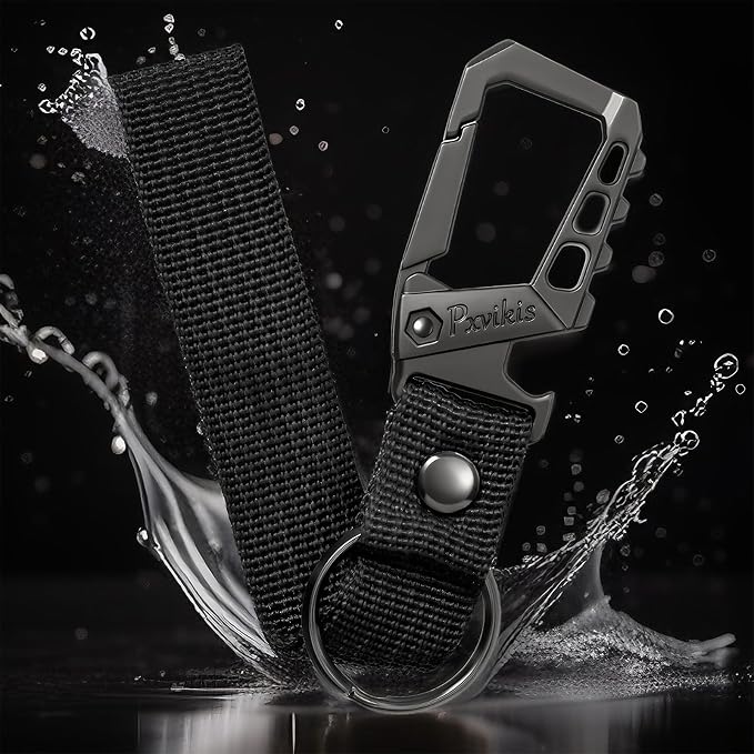 Metal heavy duty key chain carabiner clip bottle opener wrist lanyard ring car key fob unisex for men and women