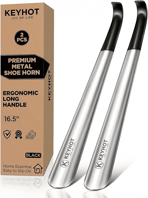 Metal Shoe Horns 7.5-16.5“, Shoehorns Long & Travel for Kids Adult | Stainless Steel Shoehorns, Shoe Spoons, Portable Compact Lightweight Wear Shoes Helper for Boots Men Women