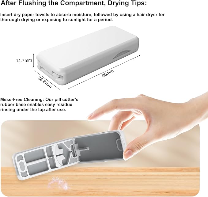 Pill Cutter with Auto Centering Device, Aluminum Pill Splitter with 316L Stainless Blade, Genuine Leather Case, Professional Pill Splitter for Cutting Small Pills or Large Pills(Plastic,White)