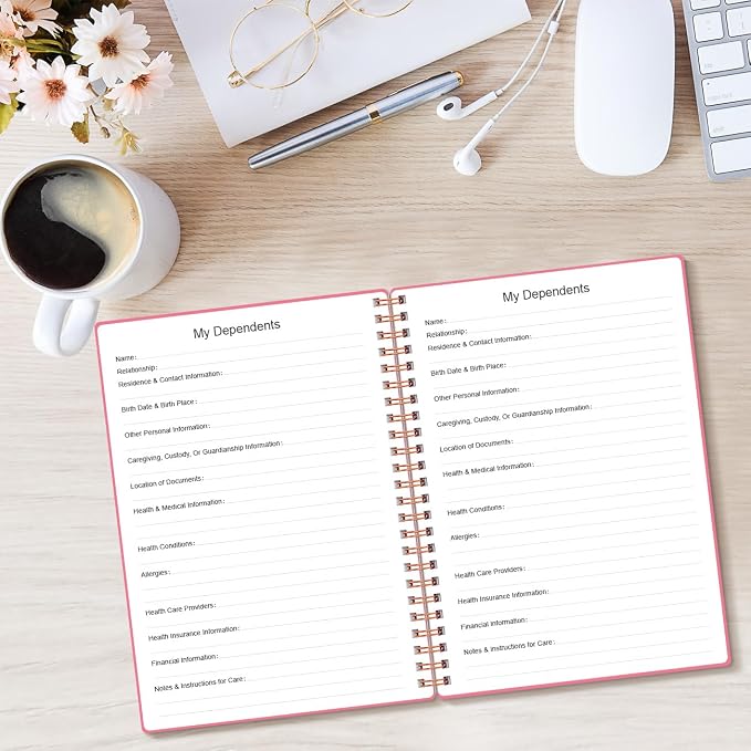 End of Life Planner – Final Arrangements Organizer for Beneficiary, Will Preparation, Last Wishes & Funeral Planning, 5.8" x 8.5", Pink