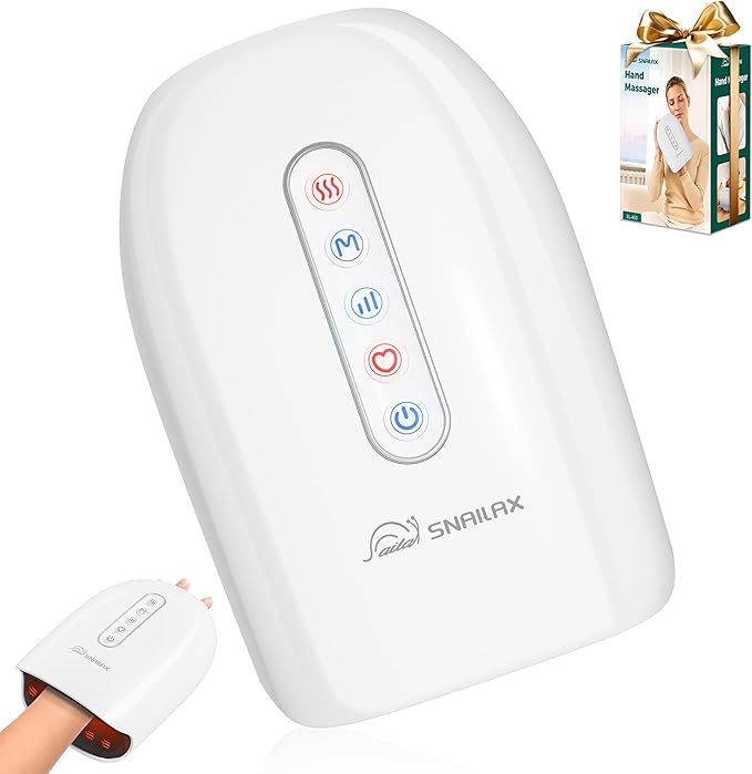 Snailax Cordless Hand Massager with Heat and Compression, 6 Levels Finger & Palm Pressure for Arthritis, Carpal Tunnel & Numbness, Ideal Gift for Women/Men - Rechargeable
