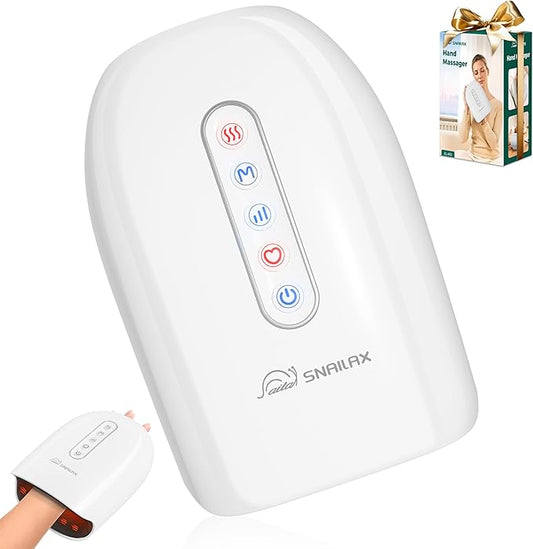 Snailax Cordless Hand Massager with Heat and Compression, 6 Levels Finger & Palm Pressure for Arthritis, Carpal Tunnel & Numbness, Ideal Gift for Women/Men - Rechargeable